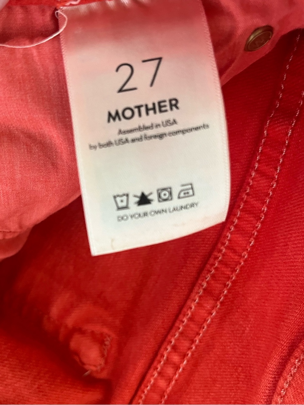 MOTHER Straight-Leg Jeans in Coral Orange - The Swooner Ankle Fray-Women Size 27 - Picture 6 of 7